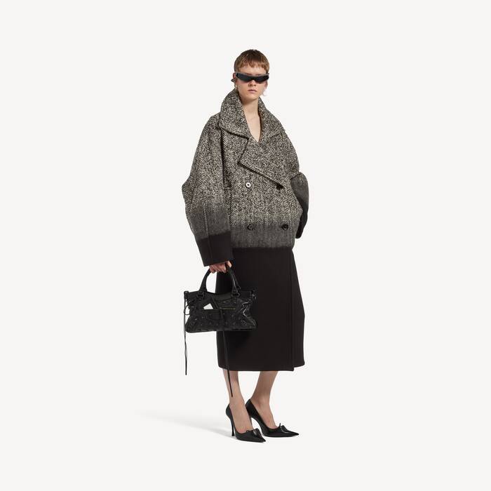 ブラック/ホワイト の ウィメンズ ロング Cocoon コート - ウィメンズ | Balenciaga 日本 JA - Image 1