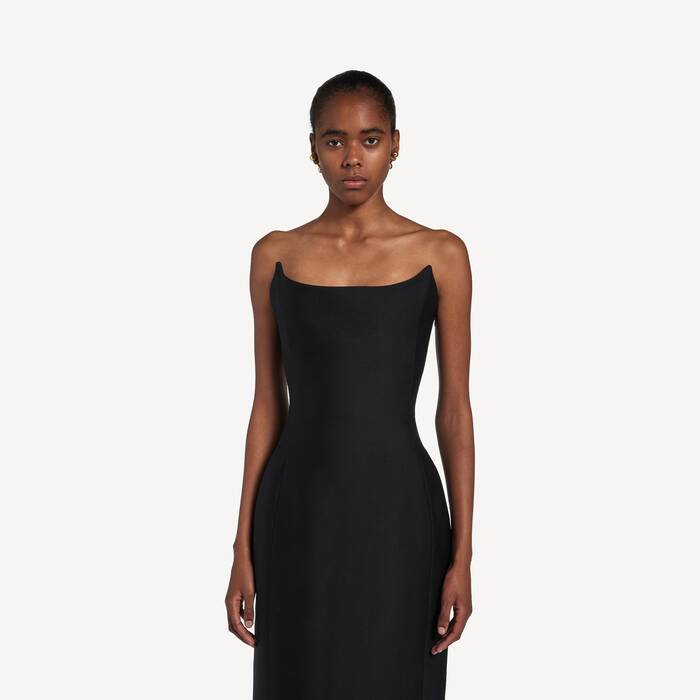 Women's Midi Bustier Dress in Black - Women | Balenciaga Canada EN - Image 3