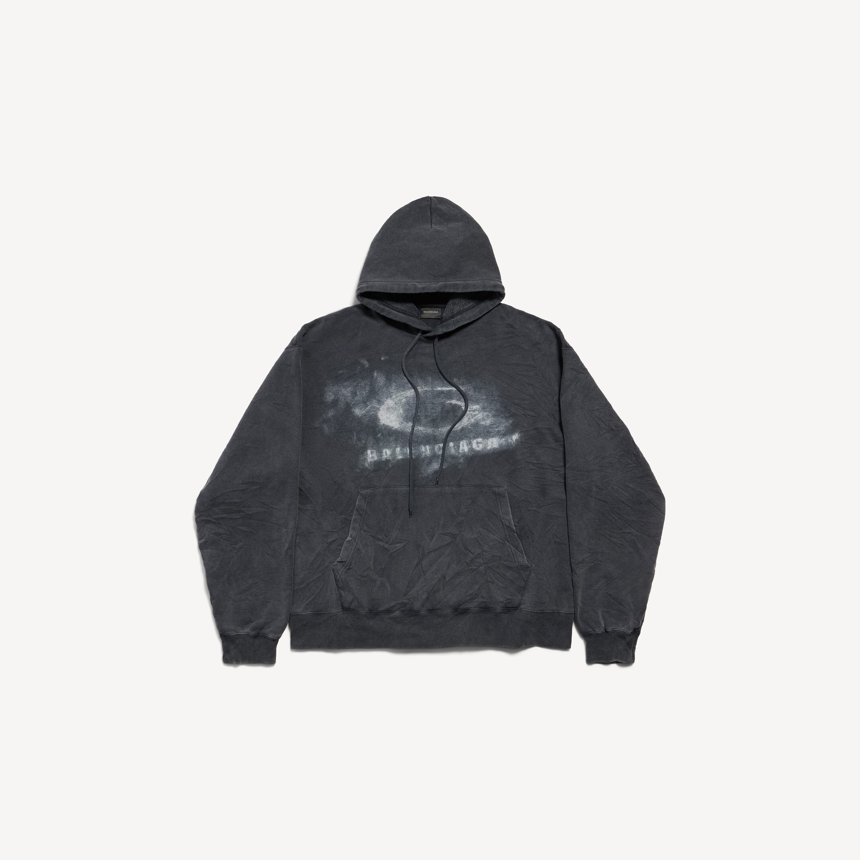 Men's Washed Crayon Loop Oversized Hoodie in Washed Black/white