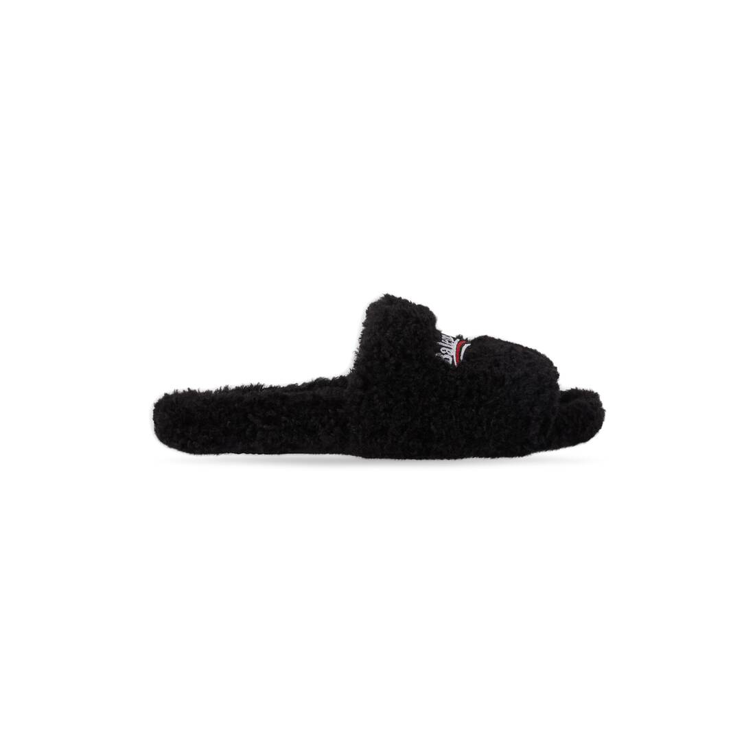 Men's Furry Slide Sandal in Black