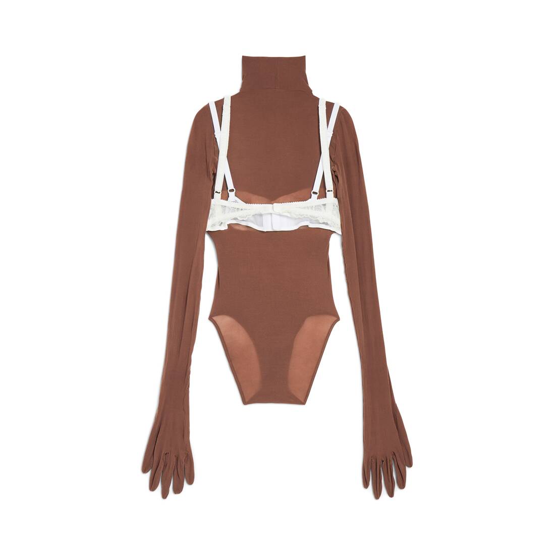 Women's Trompe L'&oelig;il Bra Top in White/brown | Balenciaga Malaysia EN - Image 2