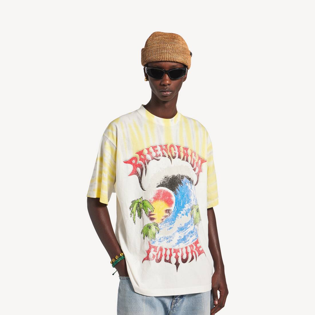 Camiseta Extreme Tie Dye Ajuste Mediano para Hombre en Blanco | Balenciaga M&eacute;xico ES - Image 5