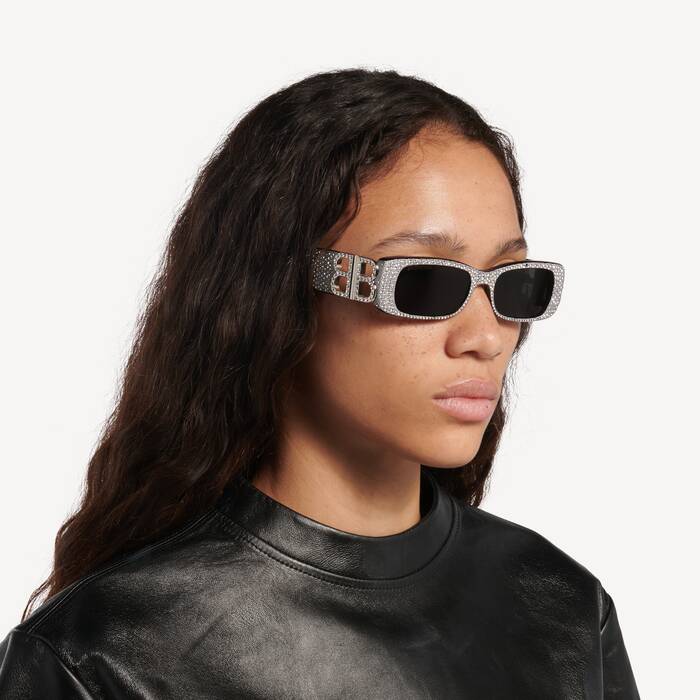 Women's Dynasty Rectangle Sunglasses   in Black - Women | Balenciaga France EN - Image 3