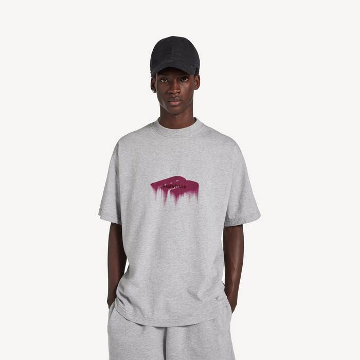 Wet Brush T-shirt Mittlere Passform f&uuml;r Herren in Hellgraumeliert - Herren | Balenciaga Deutschland DE - Image 1