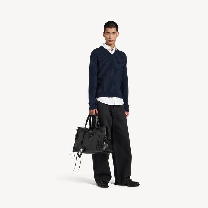 ネイビー/ホワイト の メンズ ハイブリッドシャツ/ニットセーター - メンズ | Balenciaga 日本 JA - Image 3
