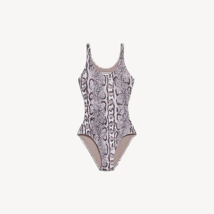 Maillot De Bain Python pour Femme en Beige - Femme | Balenciaga Belgique FR - Image 1