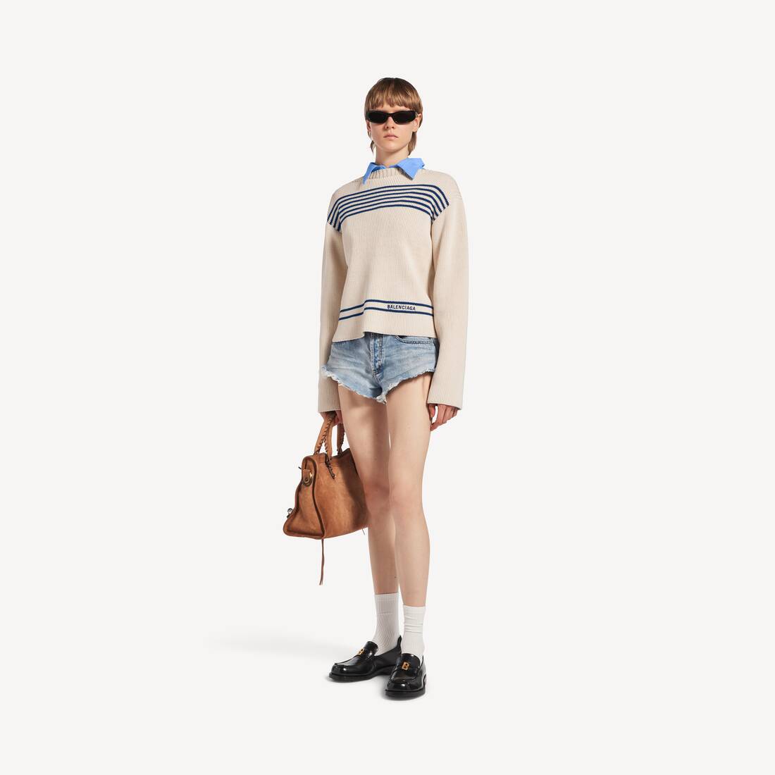 Women's Mini Shorts in Bleach Light Bleu | Balenciaga Canada EN - Image 2