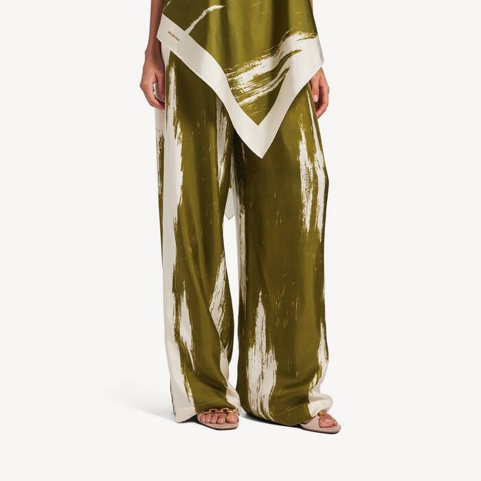 여성 브러시 스크래치 파자마 팬츠 카키 - 여성 | 발렌시아가 대한민국 KO - Image 1