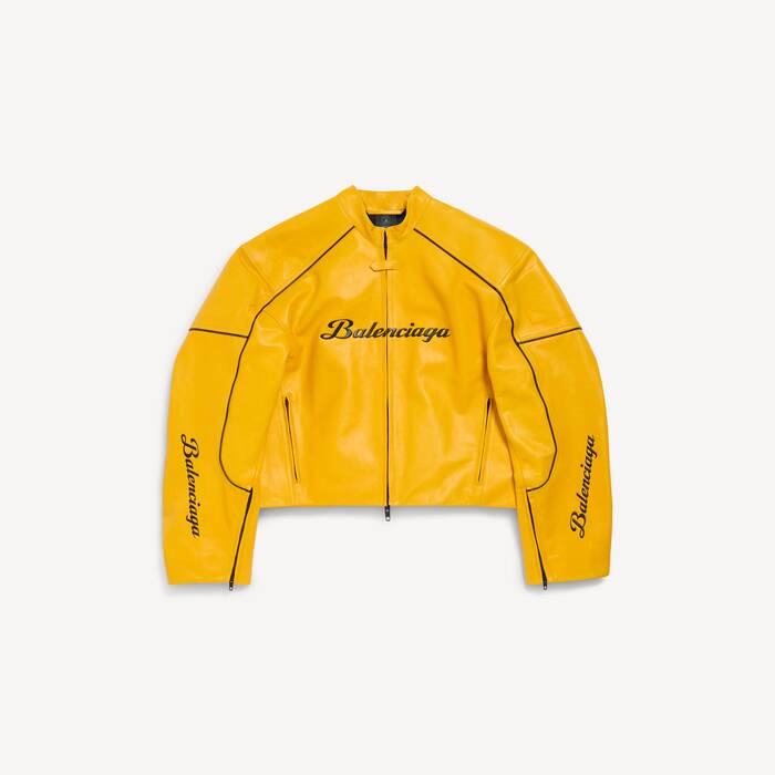 Men's Balenciaga I Automobili Lamborghini Biker Jacket in Yellow - Men | Balenciaga Bulgaria EN - Image 1