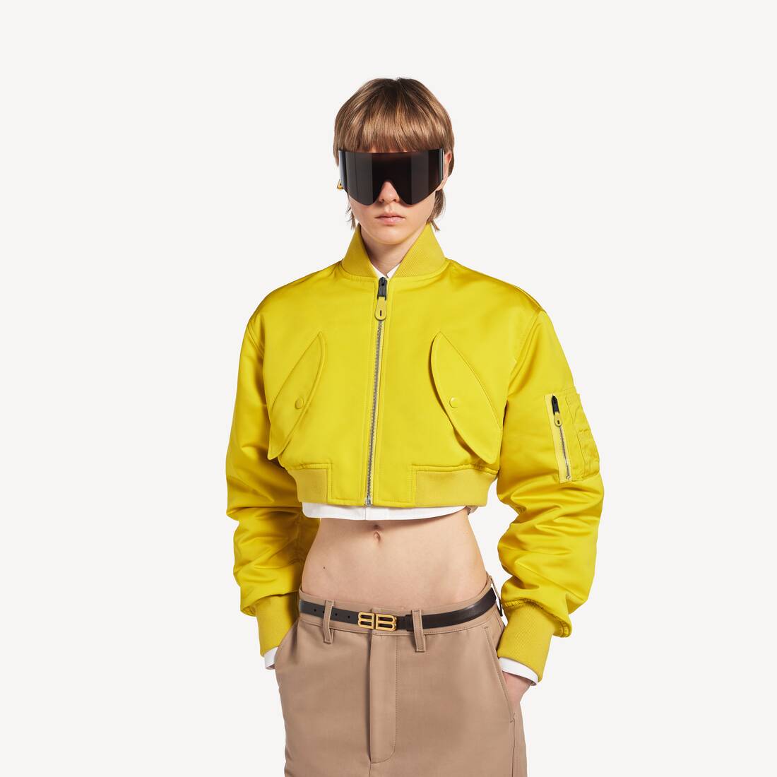 Blouson Bomber Court pour Femme en Jaune | Balenciaga Belgique FR - Image 5