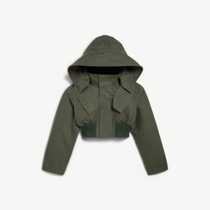 Parka Militaire Cropped pour Femme en Vert - Femme | Balenciaga France FR - Image 2