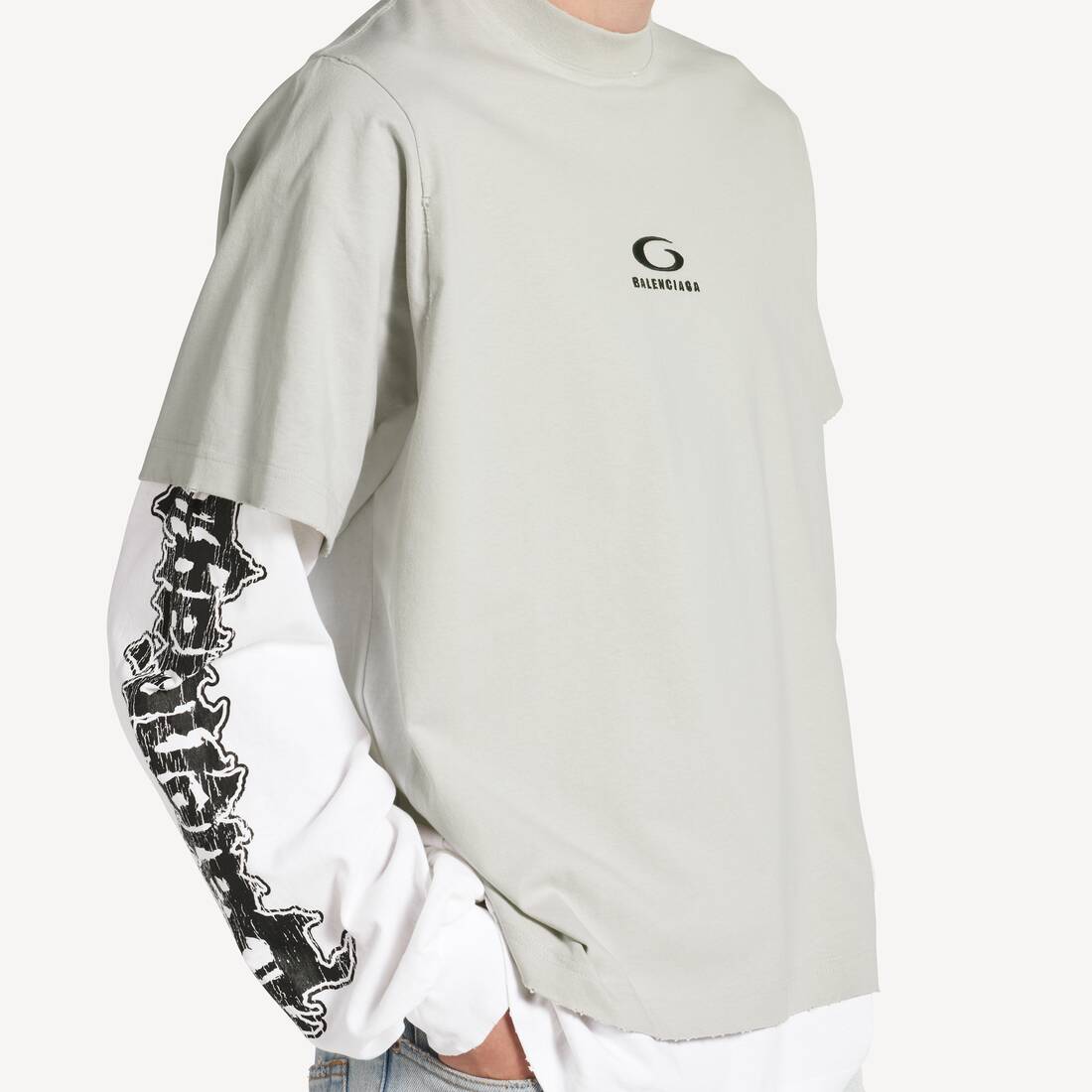 ライトグレー/ホワイト の メンズ ハイブリッド ダブルtシャツ | Balenciaga 日本 JA - Image 6