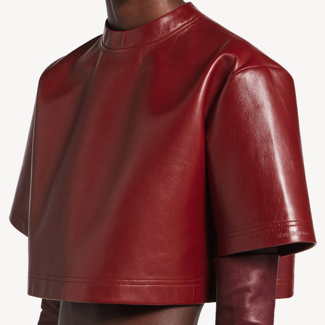 Crop-t-shirt f&uuml;r Damen in Bordeauxrot | Balenciaga Deutschland DE - Image 6