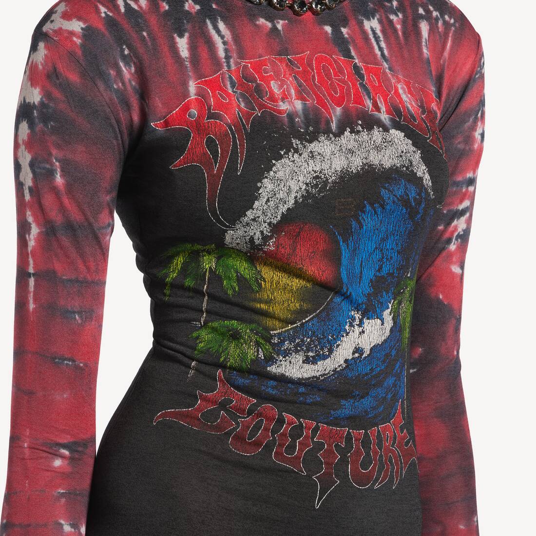 Vestido De Manga Larga Extreme Tie Dye para Mujer en Negro | Balenciaga M&eacute;xico ES - Image 6