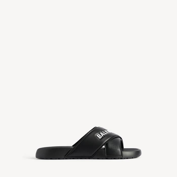 Sandalia Deslizante Sporty Pool para Hombre en Negro/blanco - Hombre | Balenciaga Espa&ntilde;a ES - Image 1