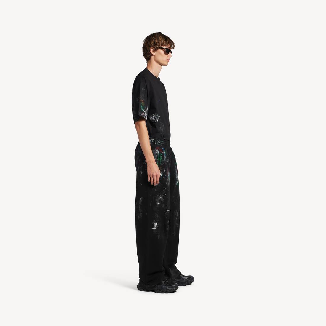 Uomo's Pantaloni Da Jogging Baggy Painter's Shirt in Nero | Balenciaga Italia IT - Image 3