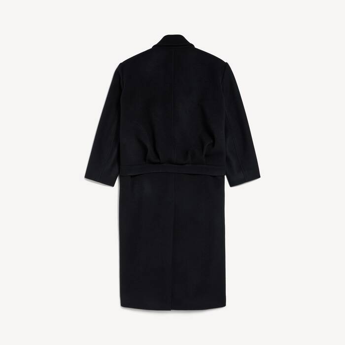 Men's Long Double-faced Cocoon Coat in Black - Men | Balenciaga Canada EN - Image 2