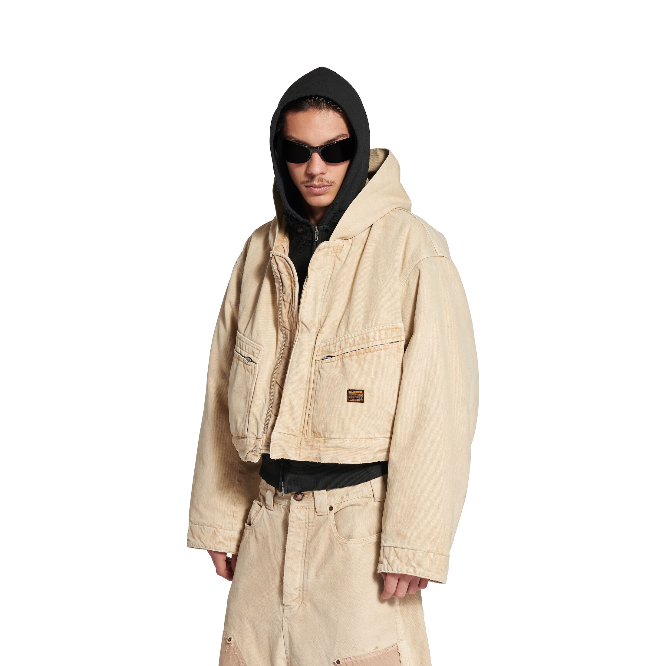 cropped hooded workwear jacket