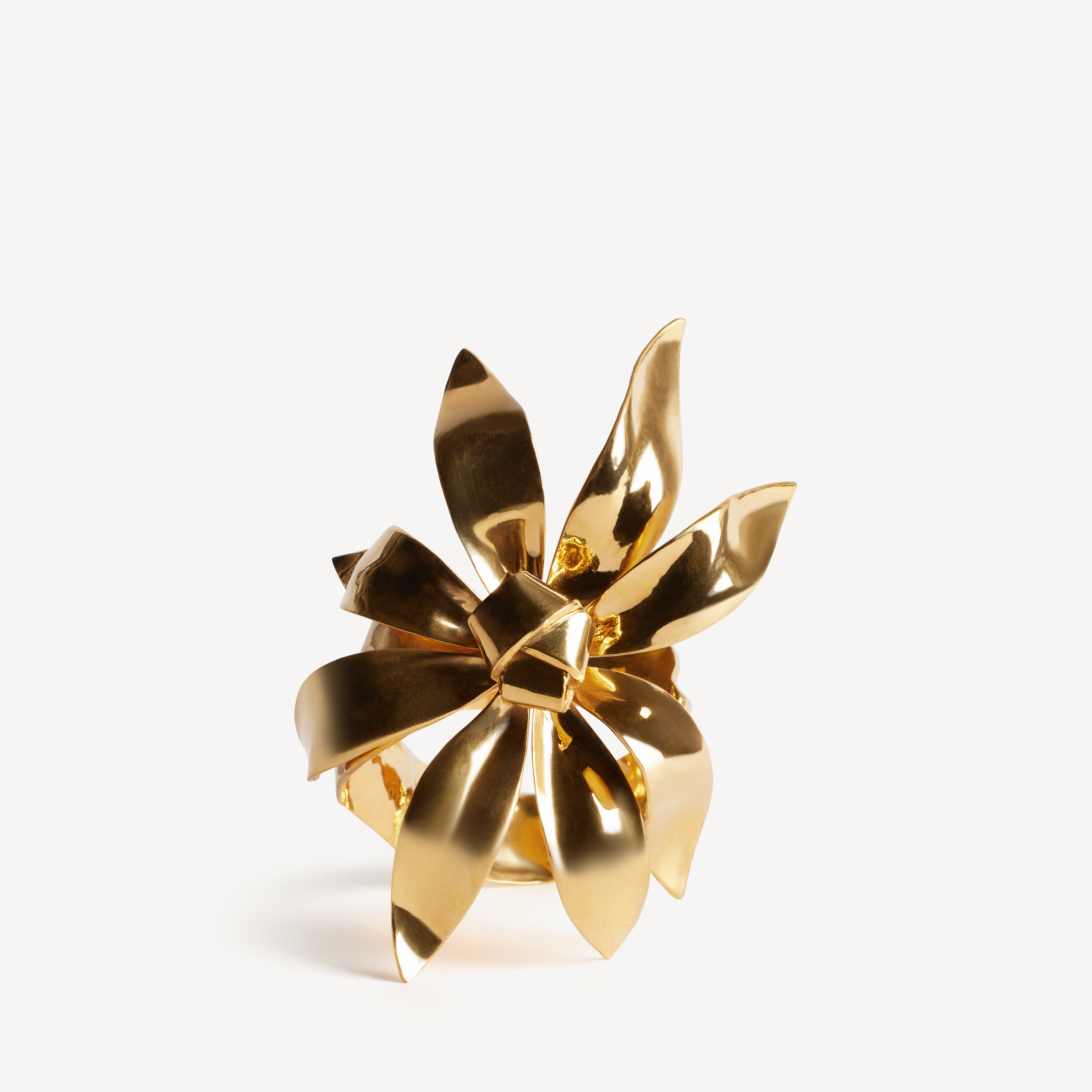 美品 バレンシアガ BALENCIAGA フラワー ブローチ ゴールド Bloom cuff