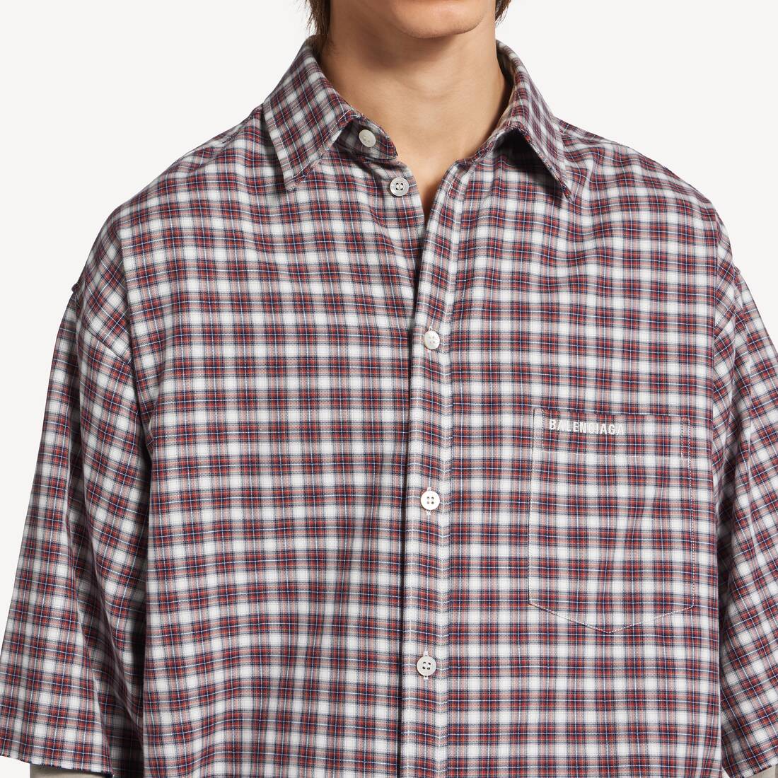 Wrong Sleeve Hemd f&uuml;r Herren in Rot/marineblau | Balenciaga Deutschland DE - Image 6