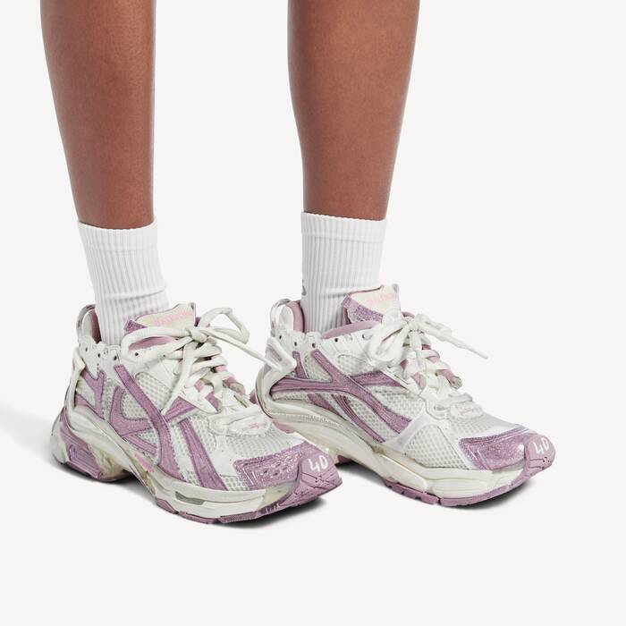 Women's Runner Glitter Sneaker in White/lilac/pink - Women | Balenciaga United States EN - Image 3