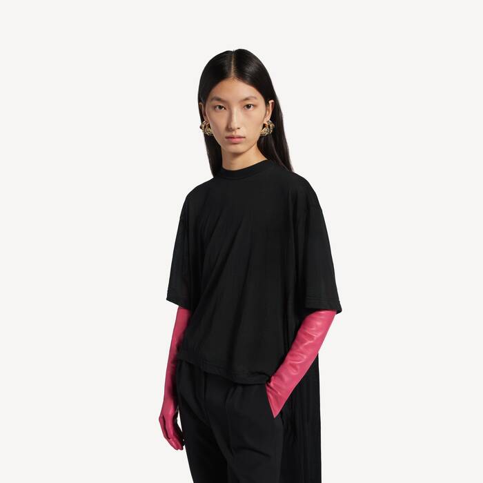 Women's Train T-shirt in Black - Women | Balenciaga Bulgaria EN - Image 3