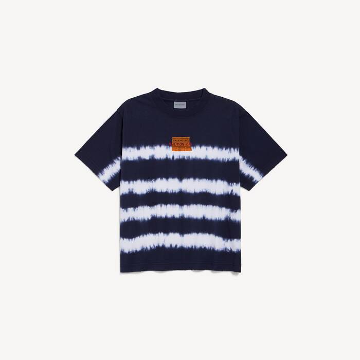 Men's Taped And Dyed Medium Fit T-shirt in Navy/white - Men | Balenciaga Australia EN - Image 1
