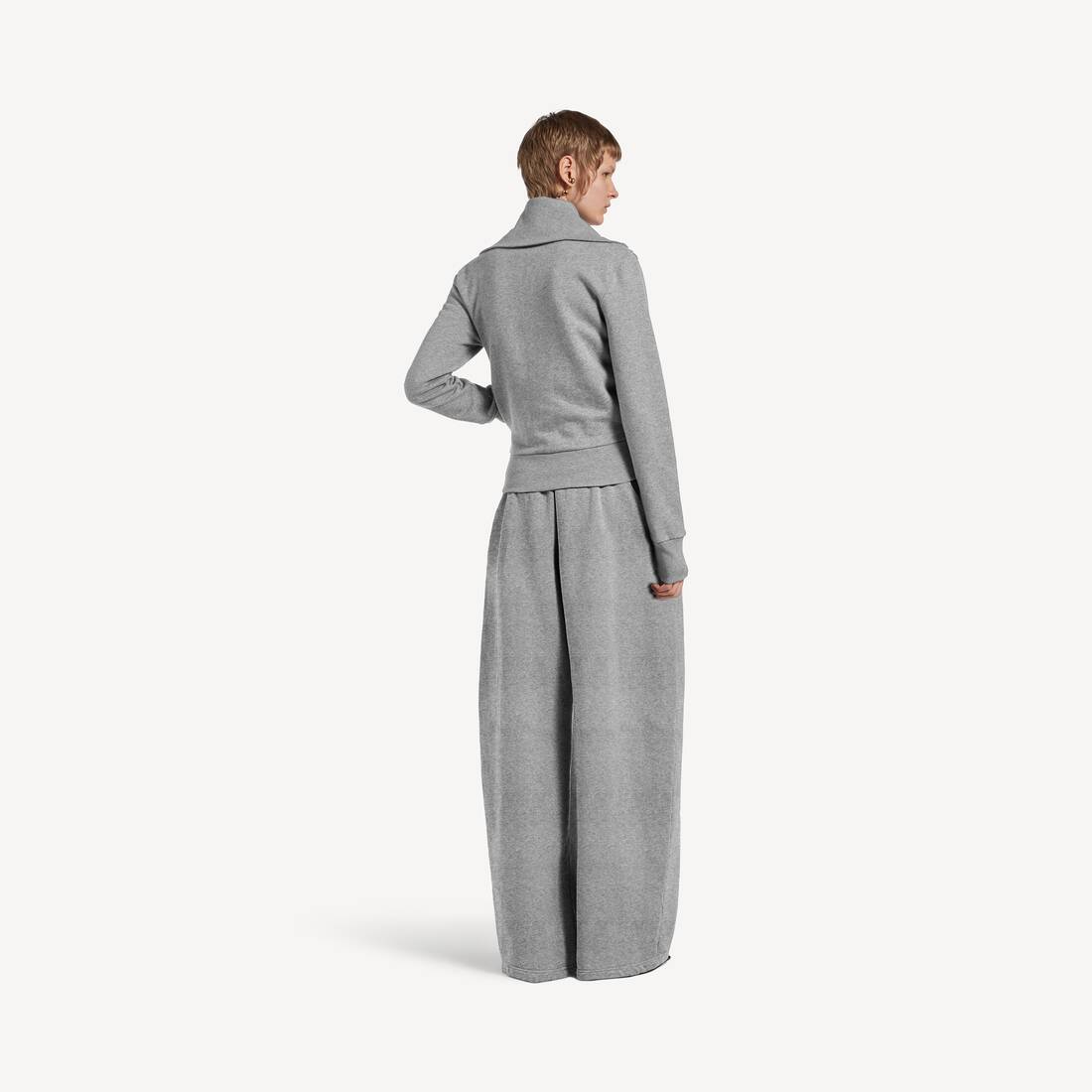 Women's Fitted Zip-up Jacket in Dark Heather Grey | Balenciaga France EN - Image 4