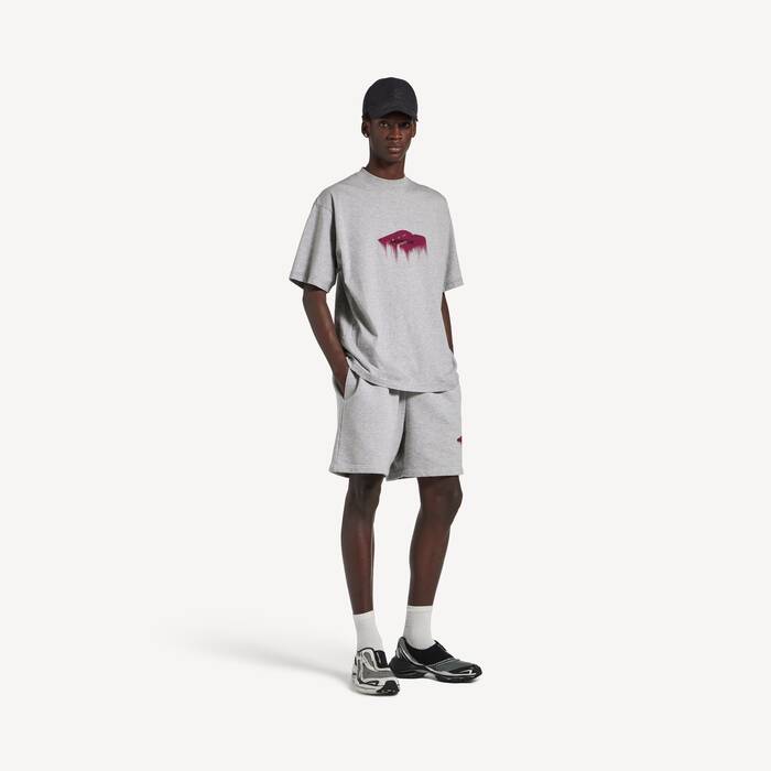Wet Brush T-shirt Mittlere Passform f&uuml;r Herren in Hellgraumeliert - Herren | Balenciaga Deutschland DE - Image 3