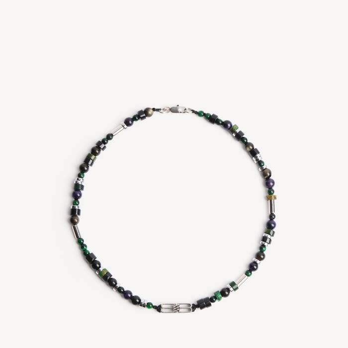 Collana Con Perle Bb Icon da Uomo in Smeraldo - Uomo | Balenciaga Italia IT - Image 1