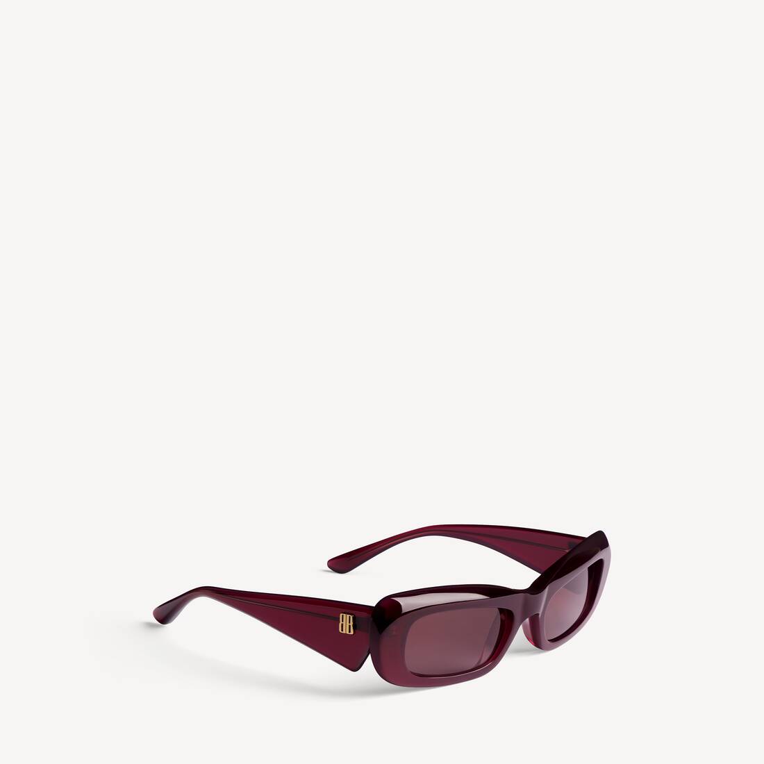 Women's Diva Rectangle Sunglasses in Dark Burgundy | Balenciaga Bulgaria EN - Image 3