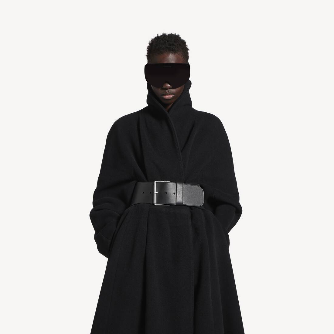 Women's Wrap Coat in Black | Balenciaga Netherlands EN - Image 5
