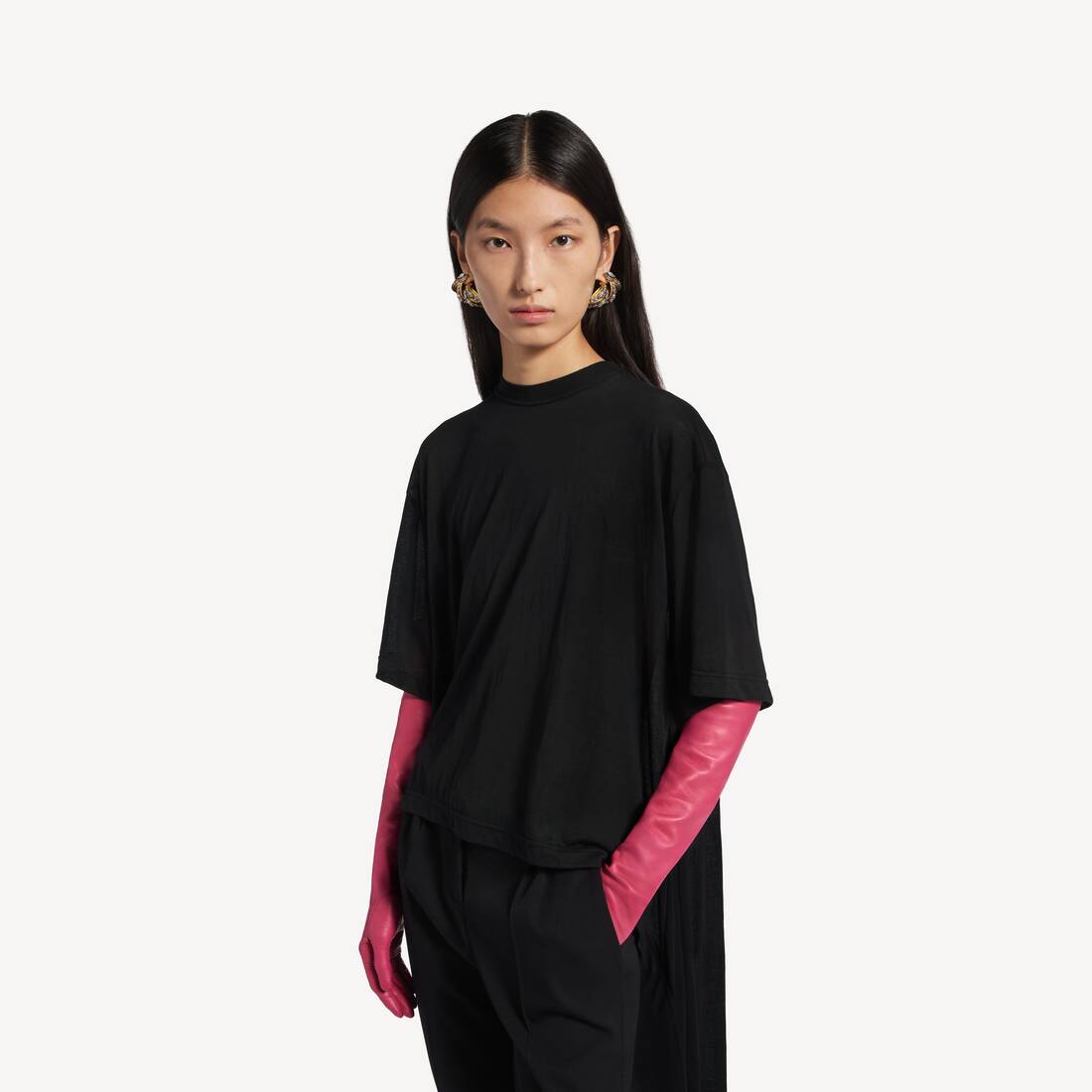 Women's Train T-shirt in Black | Balenciaga Bulgaria EN - Image 5