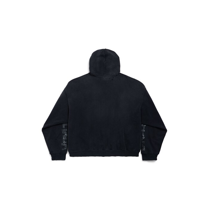 transparent tape ripped pocket hoodie