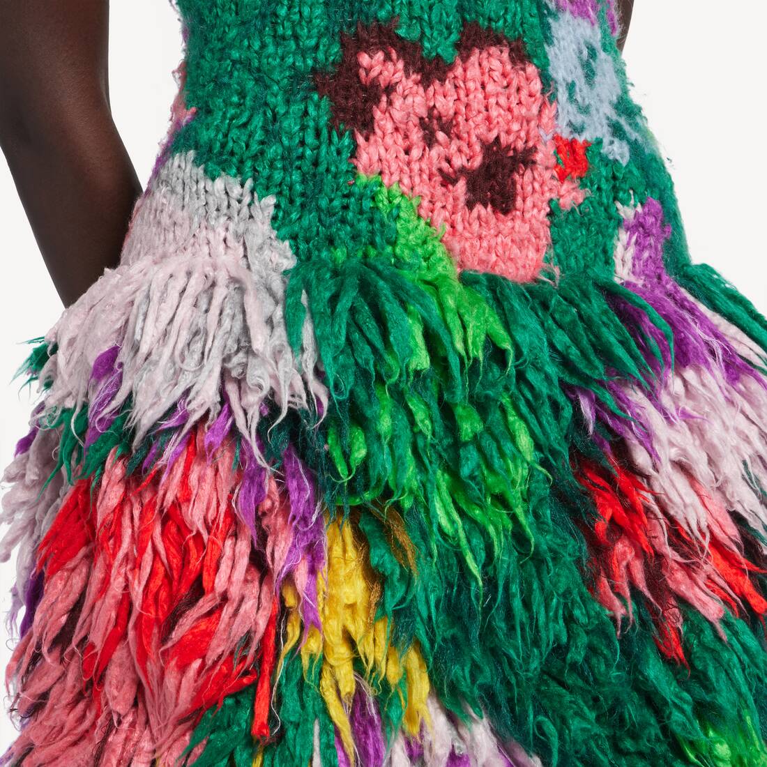 Women's Dress In Silk Intarsia Hand Knit in Green/pink | Balenciaga Poland EN - Image 6