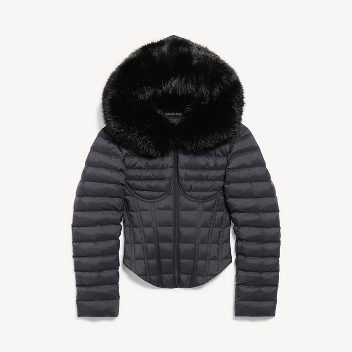 Puffer Con Capucha Y Cors&eacute; para Mujer en Negro - Mujer | Balenciaga Espa&ntilde;a ES - Image 2