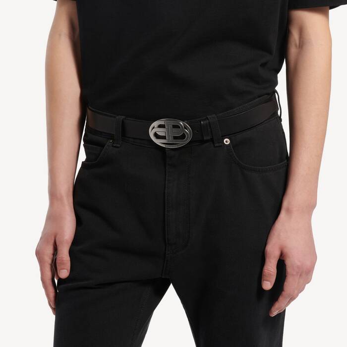 Men's Oval Bb Belt in Black - Men | Balenciaga Canada EN - Image 2