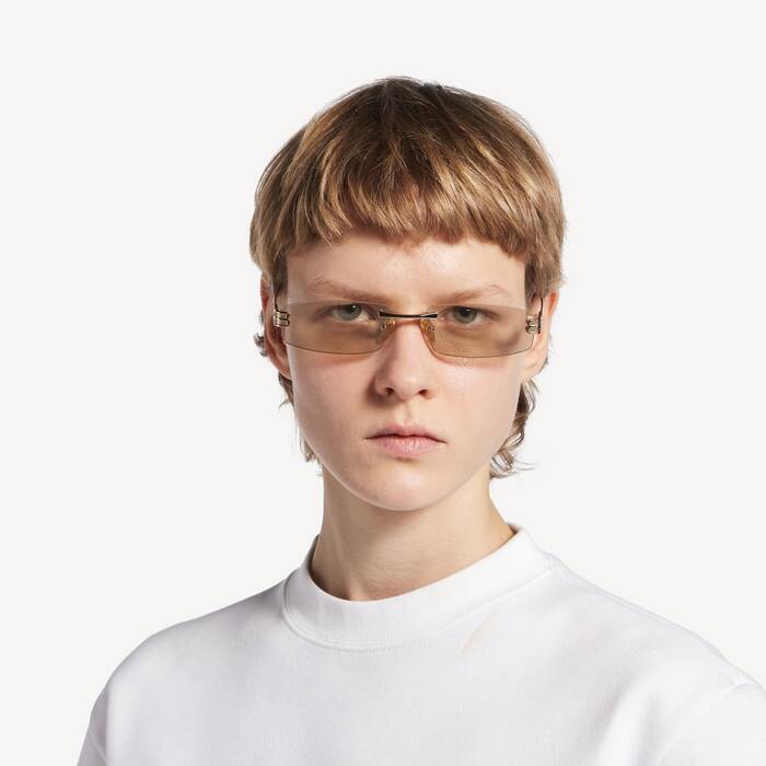 Femme's Lunettes De Soleil Rectangles S Gossip in Or Clair/marron - Femme | Balenciaga Canada FR - Image 2