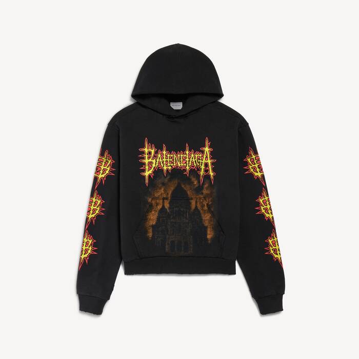 Women's Balenciaga Sacr&eacute; C&oelig;ur Hoodie Medium Fit in Black - Women | Balenciaga Portugal EN - Image 2