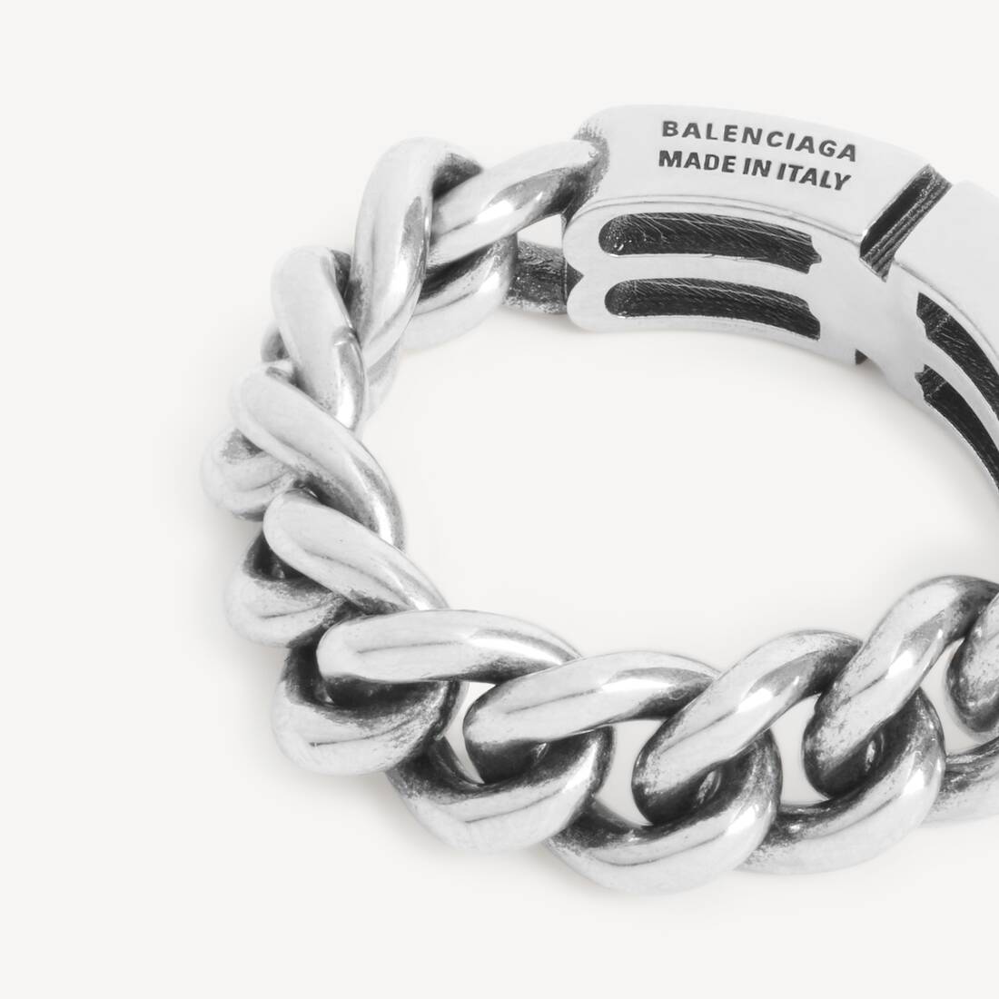 Men's Bb Icon Ring in Antique Silver | Balenciaga Greece EN - Image 3