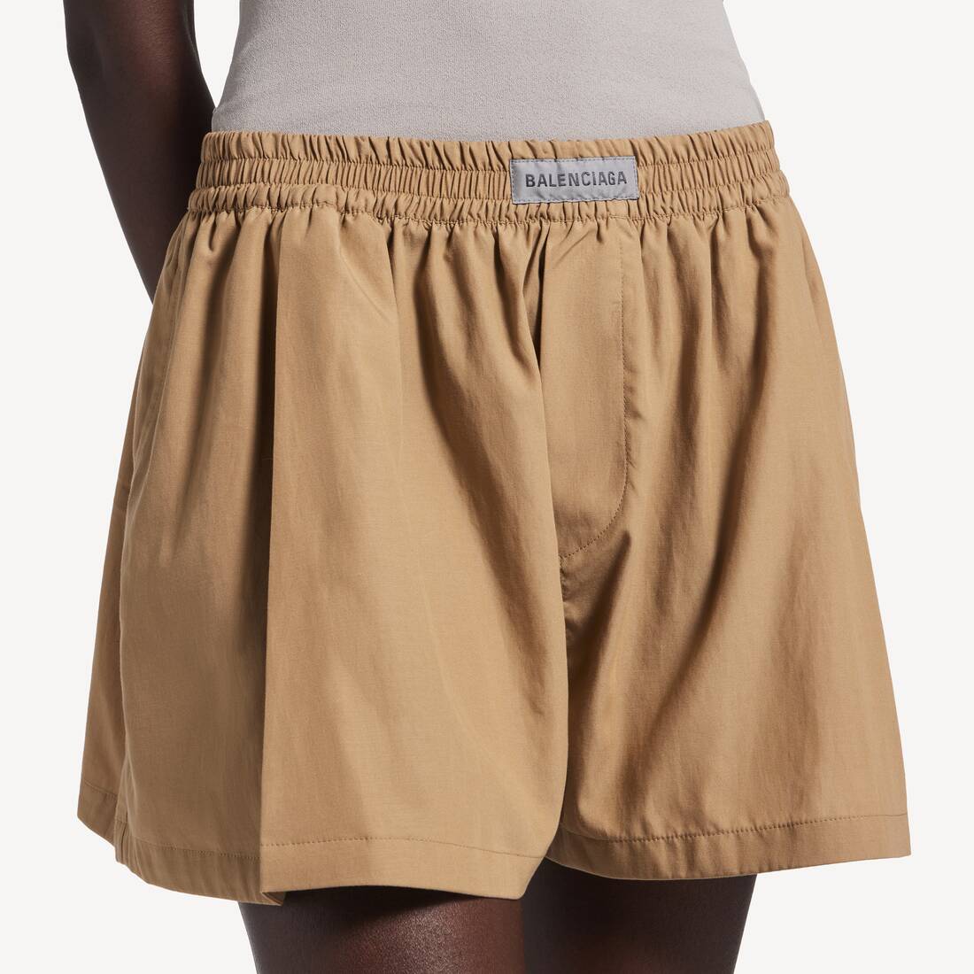 Women's A-line Boxer Shorts in Sand Beige | Balenciaga Taiwan Region EN - Image 6