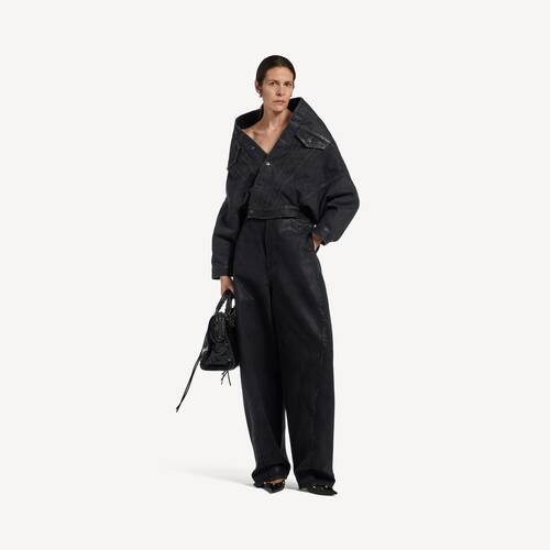 pantaloni barrel a vita alta con cuciture ritorte