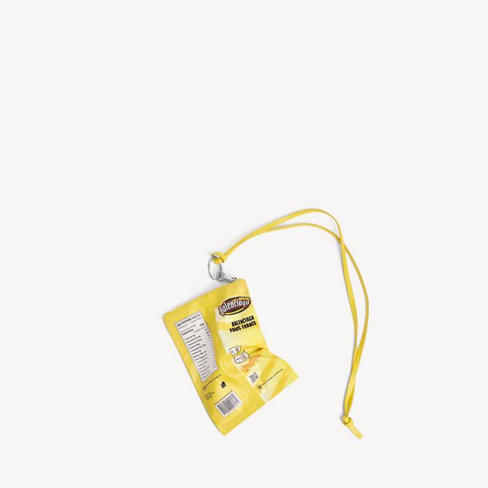 Chips Phone Holder Pouch in Yellow | Balenciaga Spain EN - Image 2
