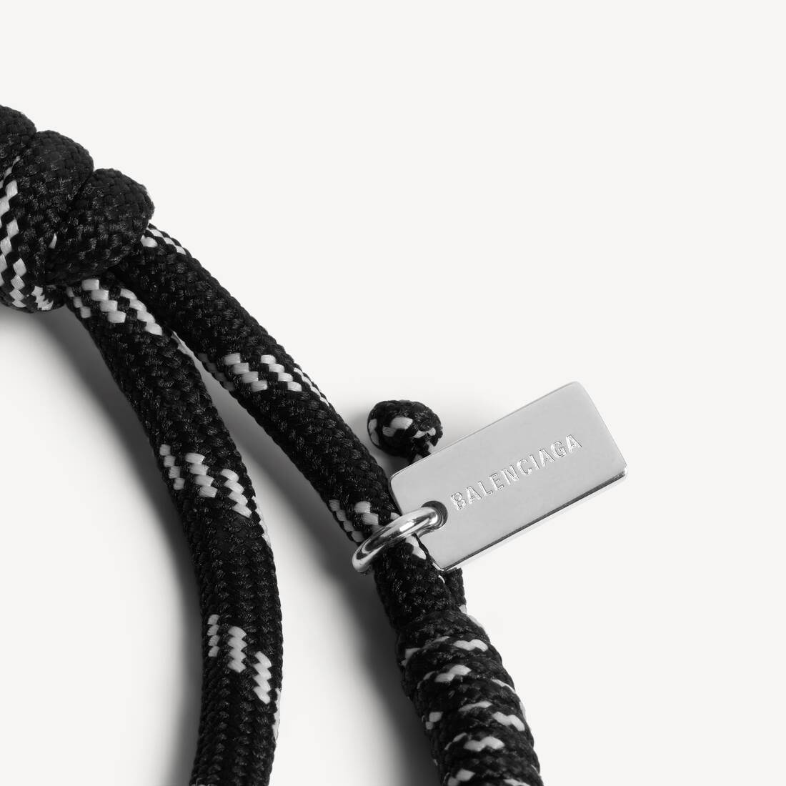 Bracelet Cordon Malibu en Noir/blanc/argent&eacute; Brillant | Balenciaga Suisse FR - Image 3
