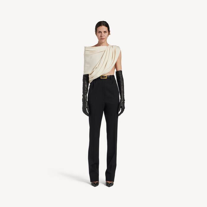 Pantalon Slim Taille Haute  pour Femme en Noir - Femme | Balenciaga Belgique FR - Image 1