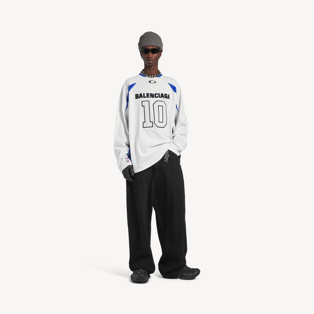 BALENCIAGA | NBA COLLABORATION OVERSIZED LONG SLEEVE T-SHIRT – White/Multicolor