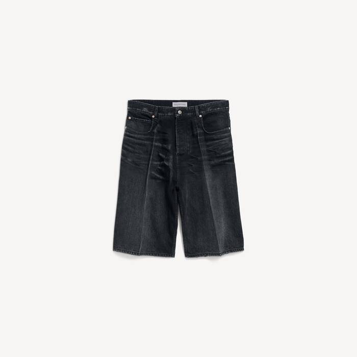 Men's Denim Stay Press Shorts in Black - Men | Balenciaga Australia EN - Image 2