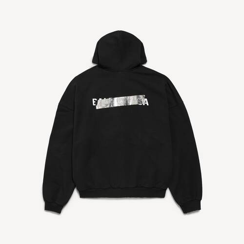silver tape balenciaga back large zip-up hoodie
