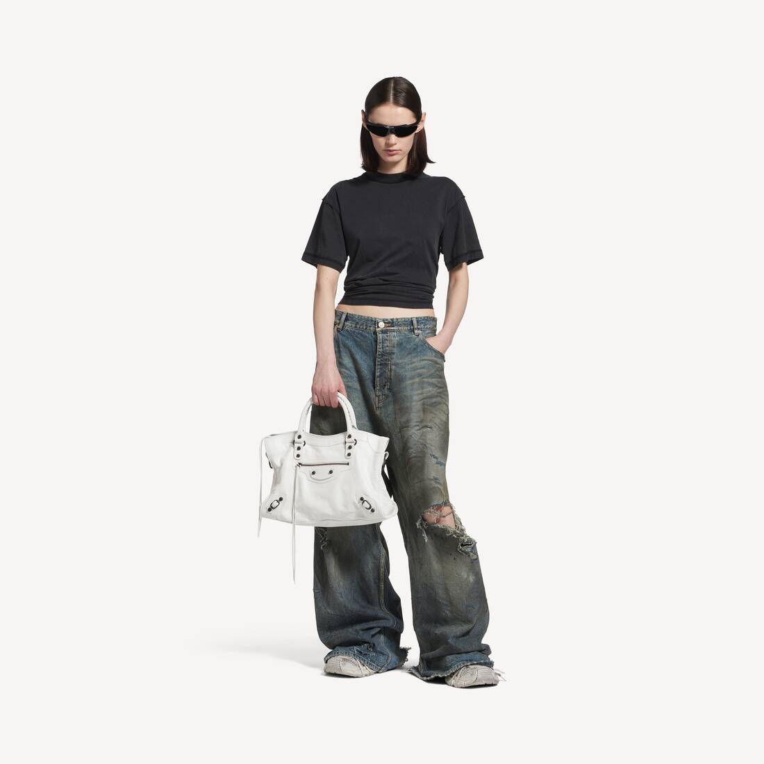 Women's Le City Bag Medium in Optic White | Balenciaga Finland EN - Image 6