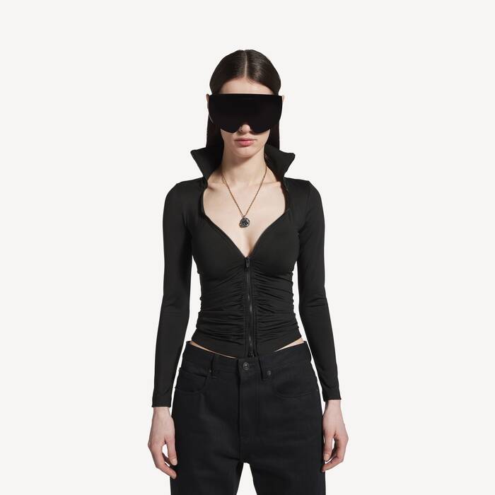 Women's Bra Cup Zip-up Jacket in Black - Women | Balenciaga United States EN - Image 1